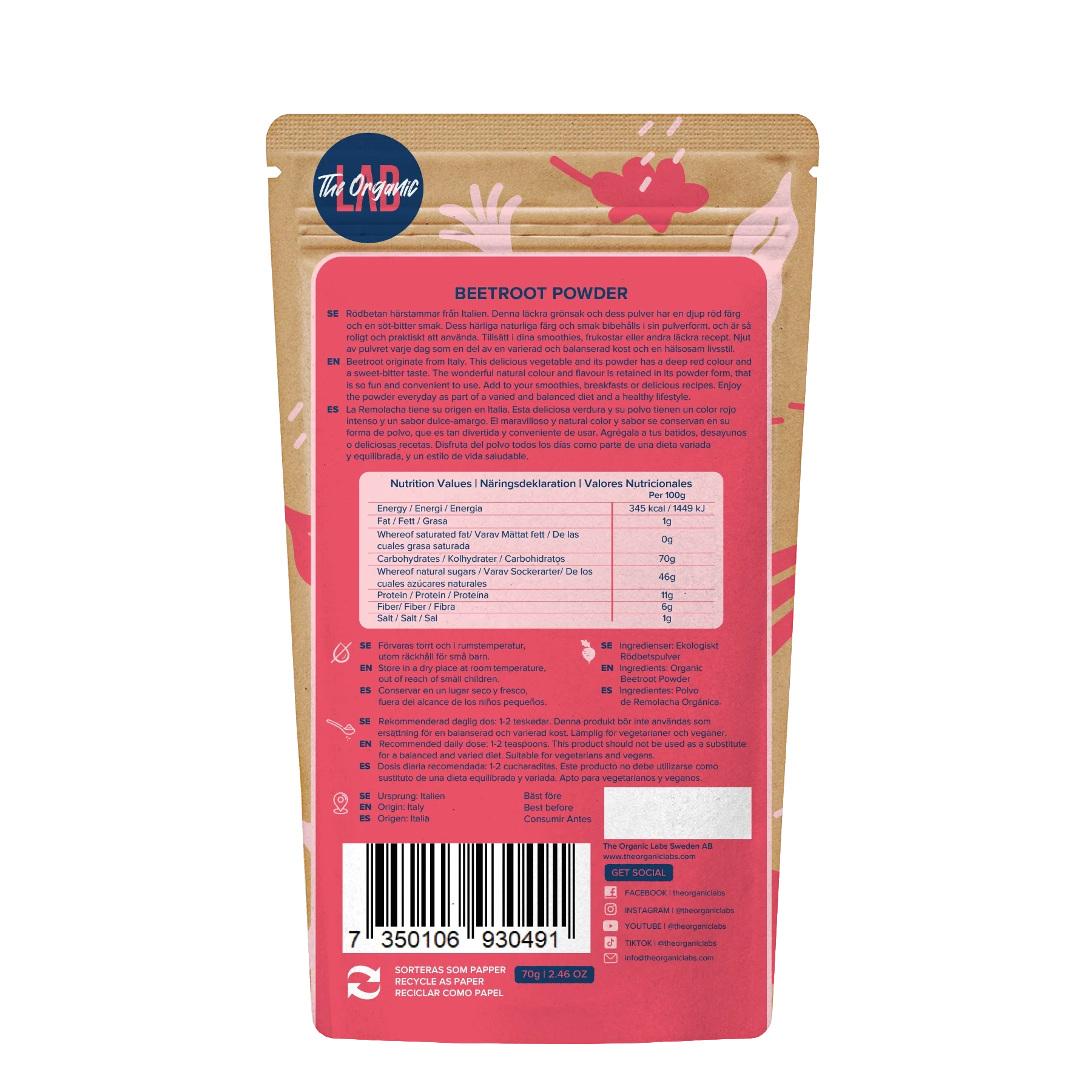 pudra de sfecla rosie, bio, 70g - imagine 2